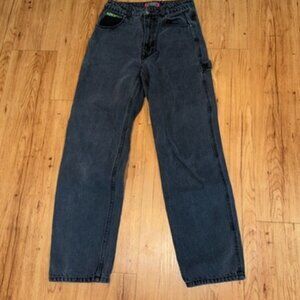 Empyre Tori Black Acid Wash 100% Cotton Carpenter Skater Jeans Sz 2